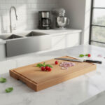 Skärbräda med handtag och spår i oljad ek – 600x300x40mm - Bild 2