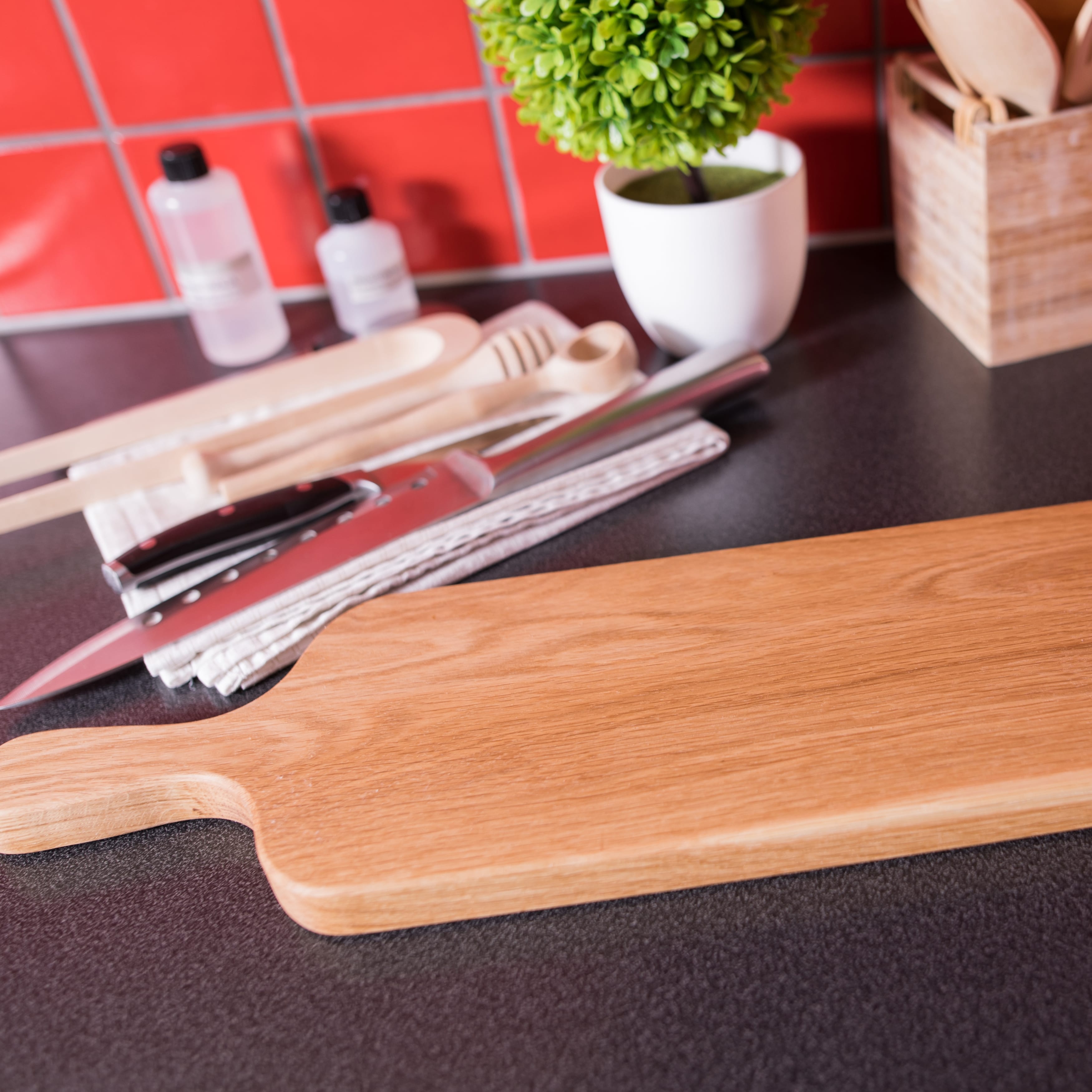 Ekbräda med handtag, oljad - 590x140x21mm - Bild 5