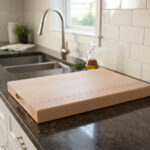 Skärbräda i bok med handtag, mått och oljad - 450x300x40mm - Bild 2