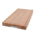 Skärbräda med handtag och spår i oljad bok – 600x300x40mm